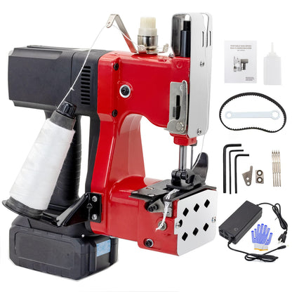 Battery Bag Sewing Closing Machine Cordless Portable Bag Closer Stitcher Packing Machine for Burlap Sack, Canvas,Feed Sacks,Rice Bags, PP Woven Kraft Paper Bag SDRTOP