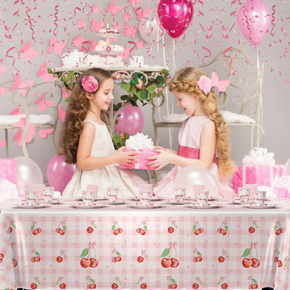 MEHOFOND Pink Bow Floral Baby Shower Party Decorations, Coquette Sweet Girl Paper Plates Cups and Napkins Set, Pastel Pink Bowknot Disposable Tablewares, Baby Girl Baby Shower Party Supplies, Serve 24