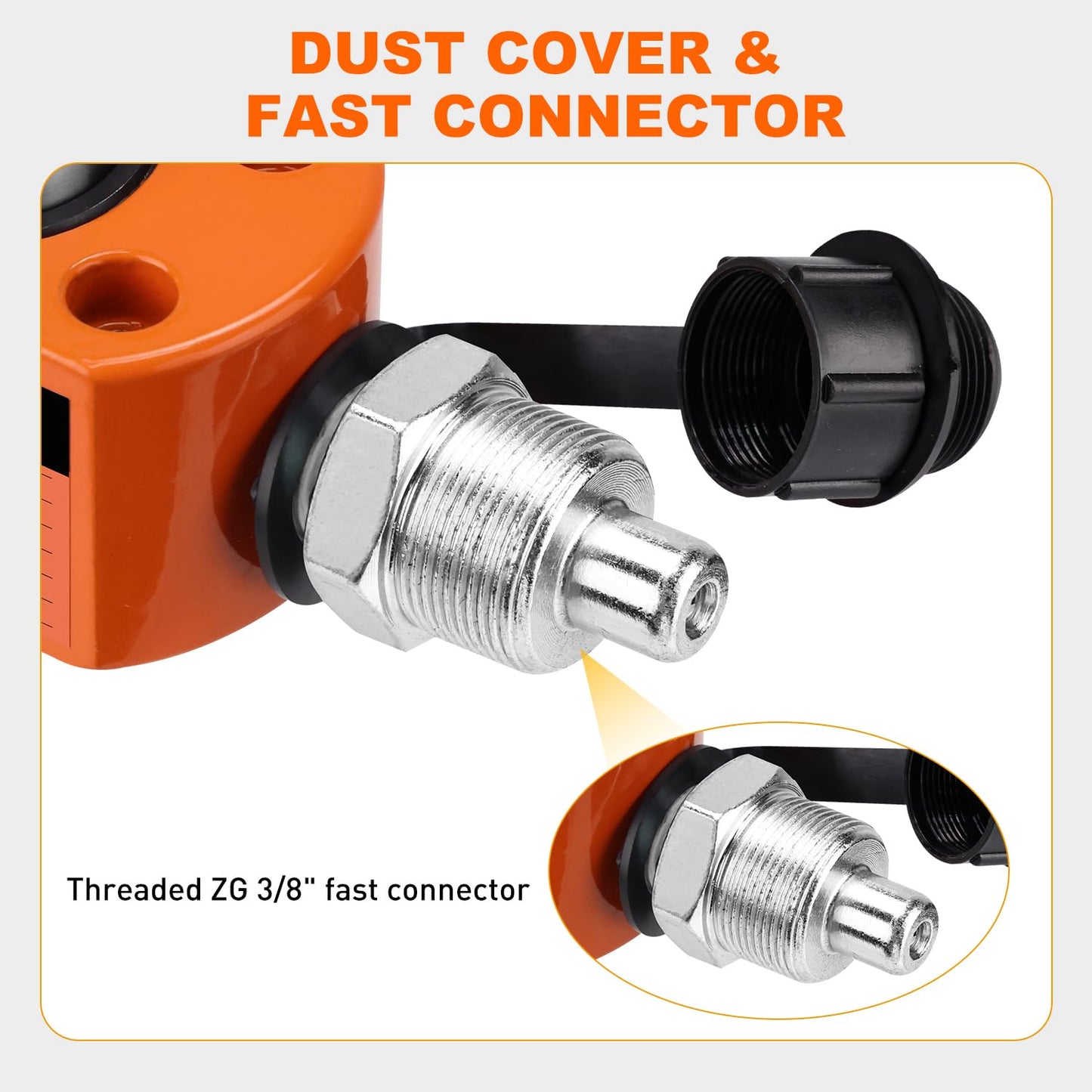 Nilight 30 Ton Hydraulic Cylinder Jack Porta Power Ram, Heavy Duty Low Profile 0.55 Inch Stroke Automatically Retract Mini Jack Ram Single Acting Lifting Cylinders for Machinery Shipbuilding, Orange