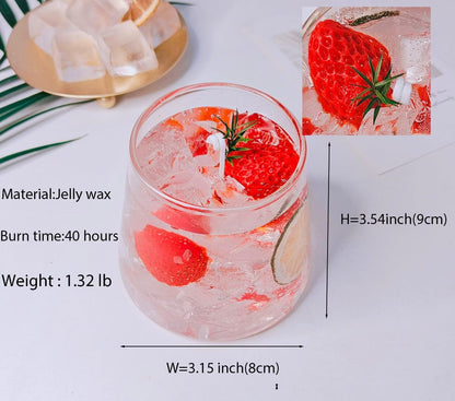 Decorative Jar Candles for Home Scented Aromatherapy Candle Long Lasting Cute Candles Gift for Women Mother's Thanksgiving Day Birthday Present Unique Jelly Wax Candle Strawberry