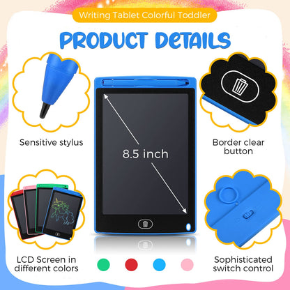 Epakh 16 PCS LCD Writing Tablet for Kids - 8.5 Inch Reusable Writing Board Drawing Doodle Pad Gift for Girl & Boy, Toddlers, Back to School, Birthday Party Favors(Blue, Green, Pink, Red)