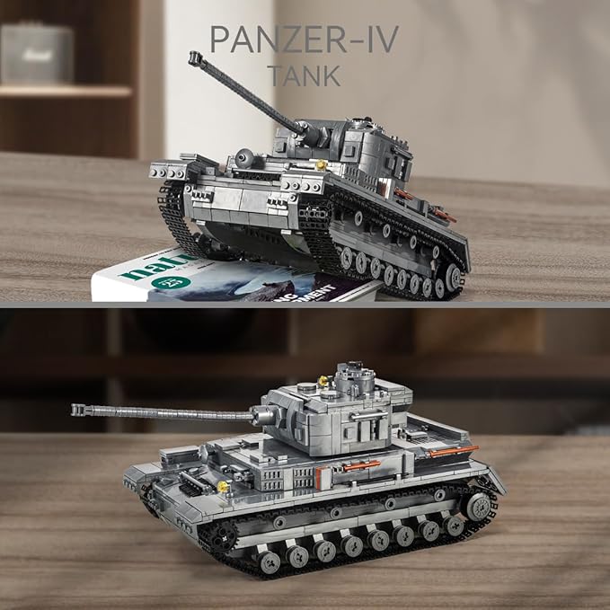 DAHONPA Panzer-Ⅳ Tank Army Building Block(1328 PCS)WW2 Military Historical Collection Model with Soldier FiguresToys Gifts for Kid and Adult.