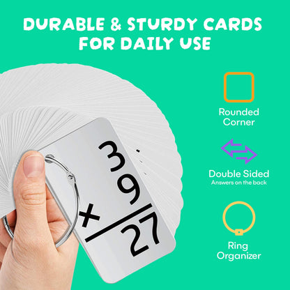 Star Right Multiplication Flash Cards - 169 Hole-Punched Math Study Multiplication Cards with 2 Binder Rings - Times Tables Practice Set for Kids Ages 8 and Up at Home or School