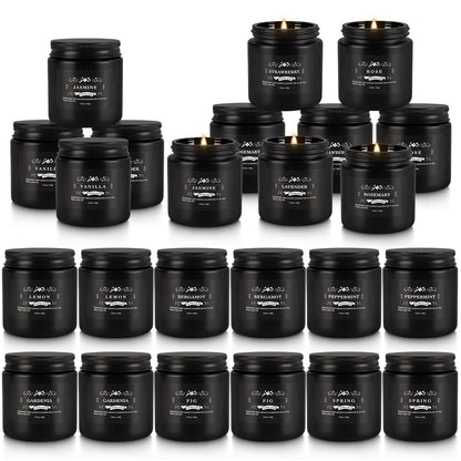 24PCs Black Scented Candles - Men Candle Gift Set, Soy Wax Candle for Parties, Yoga,and Home Decor, Indoor Outdoor 3.05Oz