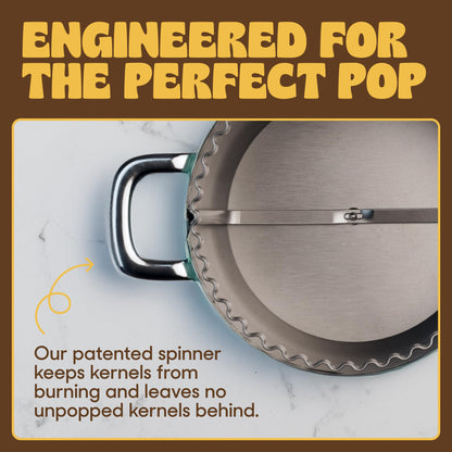 Popsmith Popcorn Popper in Butter - 6 Quart Stovetop Popcorn Machine - Stainless Steel Popcorn Maker Compatible with All Stovetops