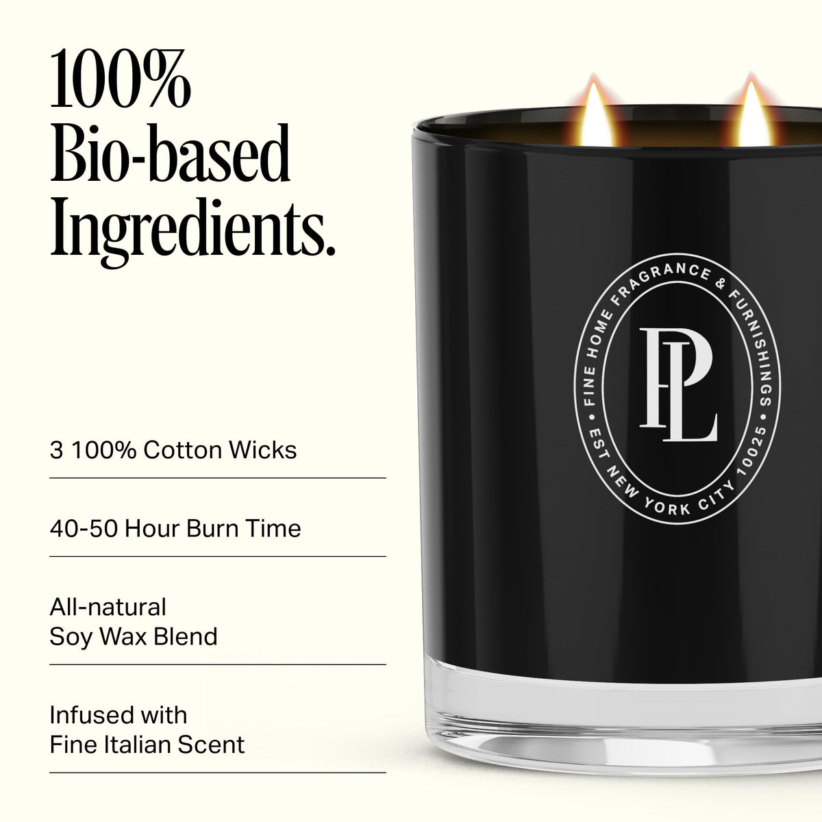 Preston Lane Luxury 3-Wick Scented Candle, Highrise, 24 oz Hand-Poured in USA | Long Burn Time (40–50 Hrs), Vegan Soy Wax Blend, Decorative Ceramic Vessel, Fine Italian Fragrance