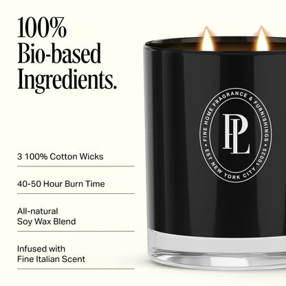 Preston Lane Luxury 3-Wick Scented Candle, Highrise, 24 oz Hand-Poured in USA | Long Burn Time (40–50 Hrs), Vegan Soy Wax Blend, Decorative Ceramic Vessel, Fine Italian Fragrance