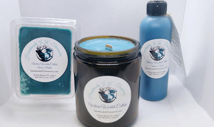 Handmade JK Treasures Where Worlds Collide Self-Care Bundle Gift Set, Candle, Wax Melts, and Squeeze Wax