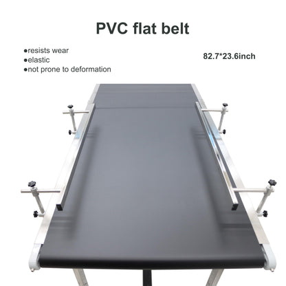 BREVELTION PVC Flat Belt Conveyor Stainless Steel Industrial Transport Conveyor Adjustable Speed Conveyor with Double Guardrails Conveyor Length 82.7inch Width 23.6inch Load 88LBS 250W