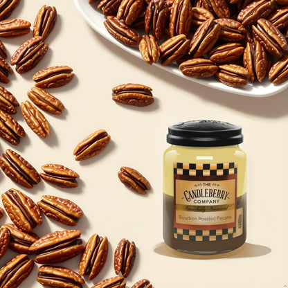Candleberry Candles | Strong Fragrances for Home | Hand Poured in The USA | Highly Scented | 135 Hour Burn Time | Large Jar (Bourbon Roasted Pecans)
