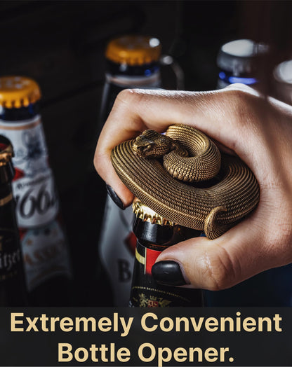 COPPERTIST.WU Viper Bottle Opener – Handmade Brass Snake Beer Opener, Artistic Bar Tool for Home Bar, Gothic Desk Decor, Collectible Bartender Gift for Men