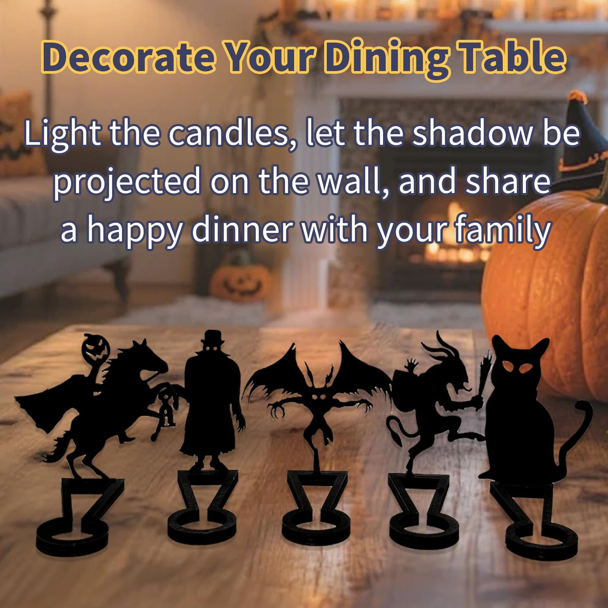 Halloween Candle Holder Spooky Ghost Tealight Shadow Caster Decorations Skeletons Black Metal Desk Candlestick Holder Ornament for Home Party,Scary Candle Stands Table Decor (Shadow Man)
