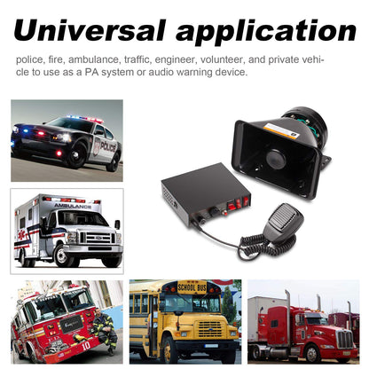 YHAAVALE CJB200P Amplifier Police Siren & Black Plastic Square Speaker,DC12V 200W 9 Tones Wired Handheld Microphone Loudspeaker Emergency Siren Electronic PA System