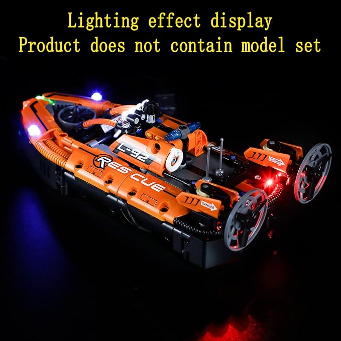 LED Light Kit Compatible with Lego Rescue Hovercraft - Lighting Set for Technic 42120 Building Model (Model Set Not Included)