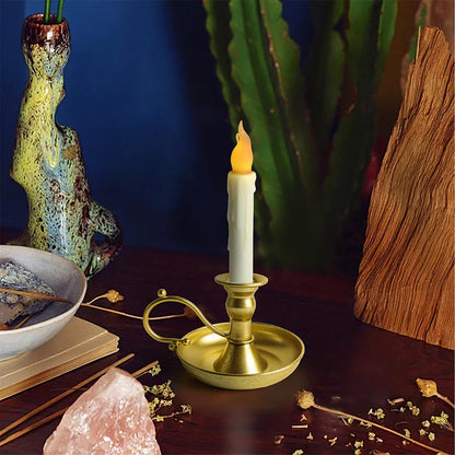 Elegant Antique Metal Holders and Flamless LED for Living Room and Special Event Decors with Secure Base Festival LED