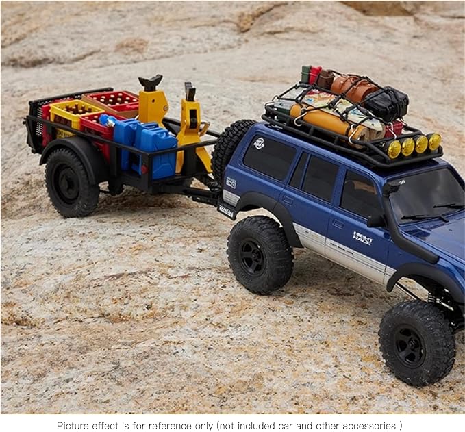 FMS FCX18 RC Cars Accessory for 1:18/1:12 RC Crawler Trucks - Utility Trailer Type C Silver