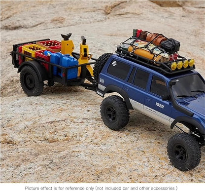 FMS FCX18 RC Cars Accessory for 1:18/1:12 RC Crawler Trucks - Utility Trailer Type C Black