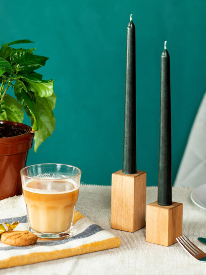 CANDWAX 10 inch Taper Candles Set of 12 - Unscented Black Tapered Candle Sticks - Perfect for Halloween Decoration
