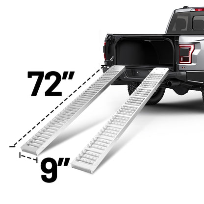 Rockland 72" x 9" Steel Truck Ramps, 1000 LBS Capacity, Portable Trailer Ramps for Motorcycles, Ebikes, Dirtbikes and ATVs, Heavy Duty Loading Ramps Ideal for Trailer Pickup Truck, 2 Pcs