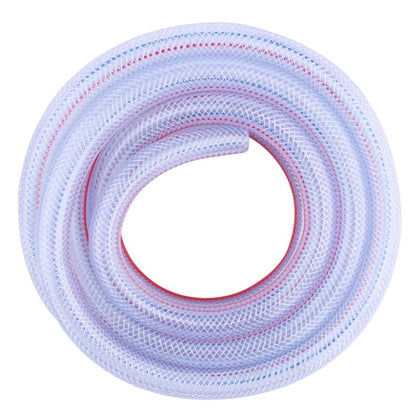 DERPIPE Soft Braided PVC Tubing - 1/2" x 3/4" OD High Pressure Clear Flexible PVC Tube Reinforced Vinyl Hose for Water, Oil with 2pcs Hose Clamps (10Ft)
