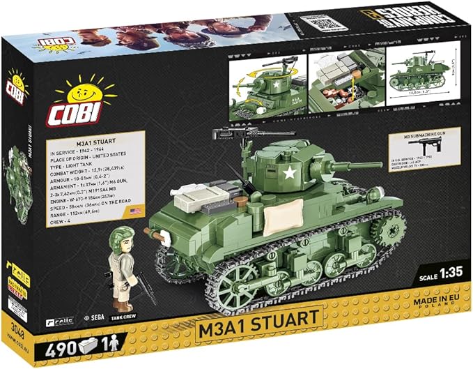 COBI Company of Heroes 3 M3A1 Stuart Tank Building Set 488 Pieces