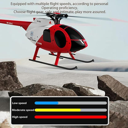 C189 RC Helicopter 1:28 Scales MD500 Model 2.4G 6CH RTF Remote Control Helicopter with Brushless Motor Single Blade Flybarless Optical Flow Localization 1 Battery - Red