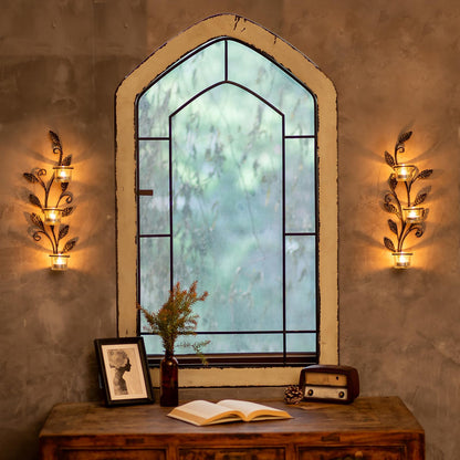 Sziqiqi Wall Sconces Candle Holder - Wall Candle Holder Black Tea Light Candle Sconce Vintage Wall Sconce Set of 2 for Living Room Wall Mount Candle Sconces for Bathroom Dining Room