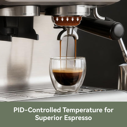 Gevi Dual Boiler Espresso Machine, Built-in Coffee Grinder, 58mm Commercial Portafilter, Professional Steam Wand, 31 Grind Levels, Stainless Steel Silver Home Barista Coffee Maker