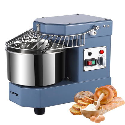 Garvee Commercial Dough Mixer 10.5 QT, 650W Dual Rotating Dough Kneading Machine with Food-Grade Stainless Steel Bowl, Security Shield & Timer, Electric Spiral Mixer for Restaurant Bakery Pizzeria