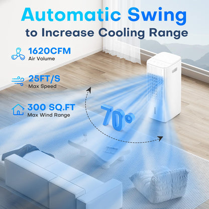MYICY Evaporative Air Cooler, 25 Inch Swamp Cooler Air Conditioner w/Double Tanks, 7H Timer, 16ft Remote, 3 Ice Packs, 70° Oscillation, 3 Speeds & 2 Modes, 60W Portable Windowless Air Conditioner
