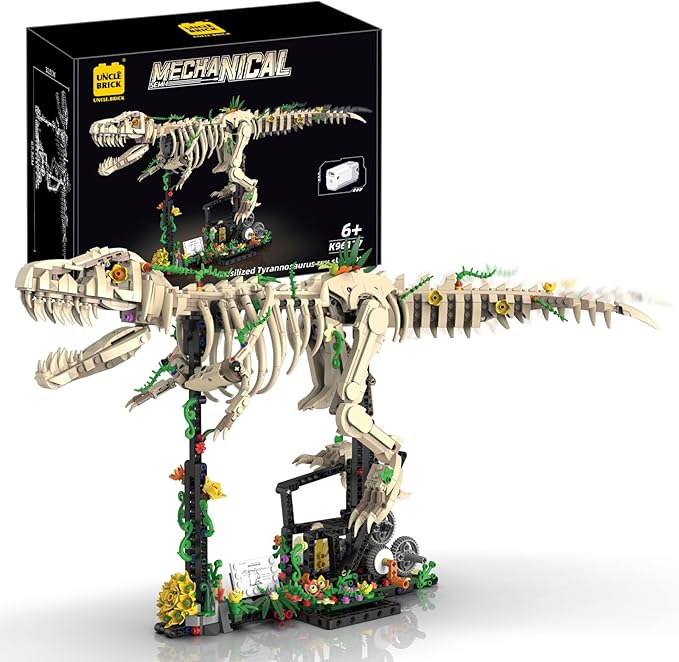Dinosaur Fossil Building Kit T-Rex Dinosaur Fossil Kit with Power Function Legs STEM Dinosaur Building Sets for Adults and Boys 8-14 Educational Gift Display ModelHome or Office Decor