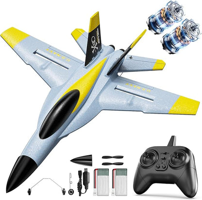 DEERC F18 4 Channel RC Plane for Adults Remote Control Airplane Fighter Jet2.4GHz 6-axis Gyro Stabilizer RTF Hobby Glider Aircraft Plane with 2 Batteries Easy to Fly for Adults Boys