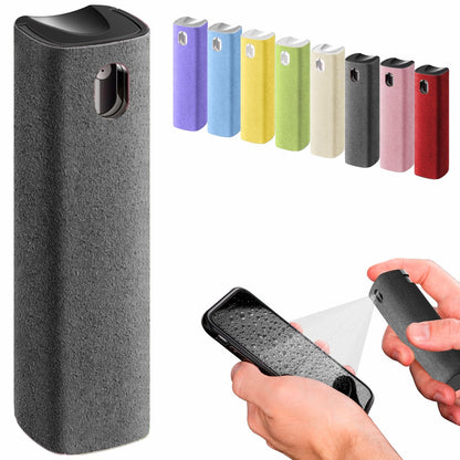 Mini Screen Cleaner Spray – Finger Proof Screen Cleaner for Smartphones, iPads, MacBooks, Laptops, Car Screens, Touchscreens – 3 in1 Mist Cleaner, Microfiber Cloth and Protective Cover (Grey)