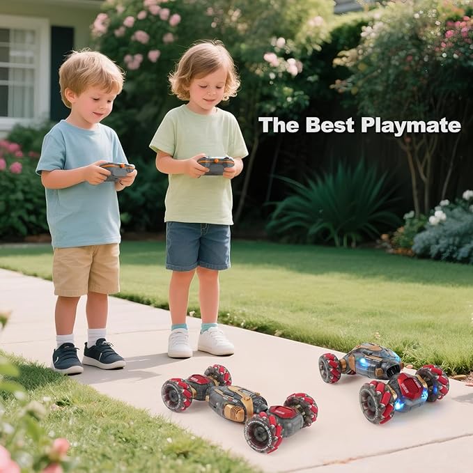 Gesture Sensing Remote Control Stunt Car for Kids Ages 6 7 8-12 - Best Birthday Gifts for 6 7 8 9 10 11 12 13+ Year Old Boys 2.4Ghz 4WD Off-Road Vehicle with Lights &amp Music