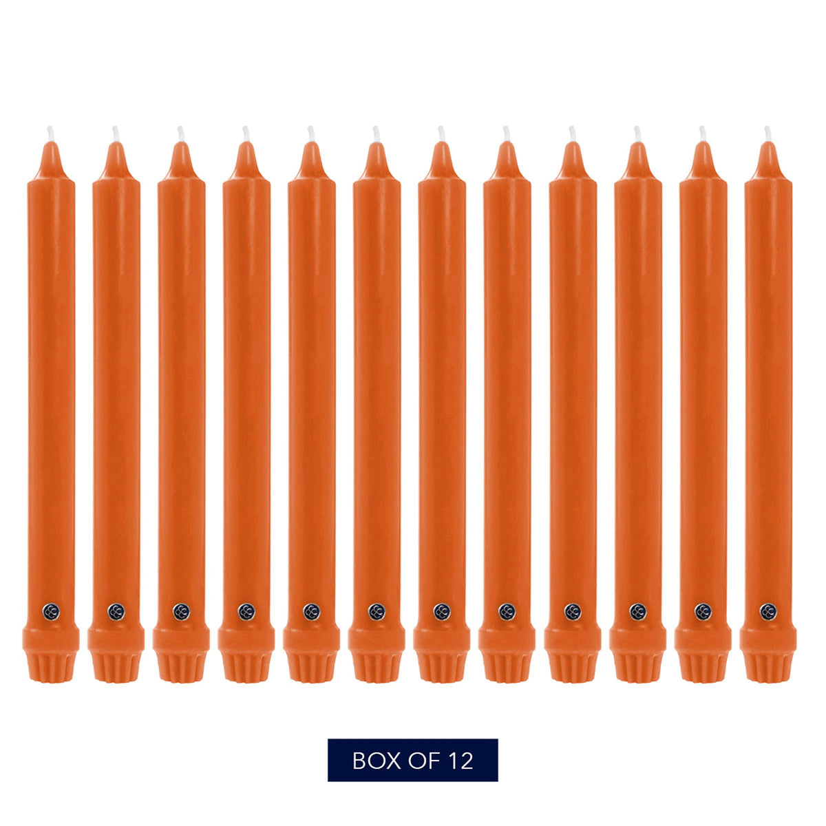 Colonial Candle Unscented Taper Candle, Classic Collection, Pumpkin, 12 in, Pack of 12 - Up to 10 Hours Burn