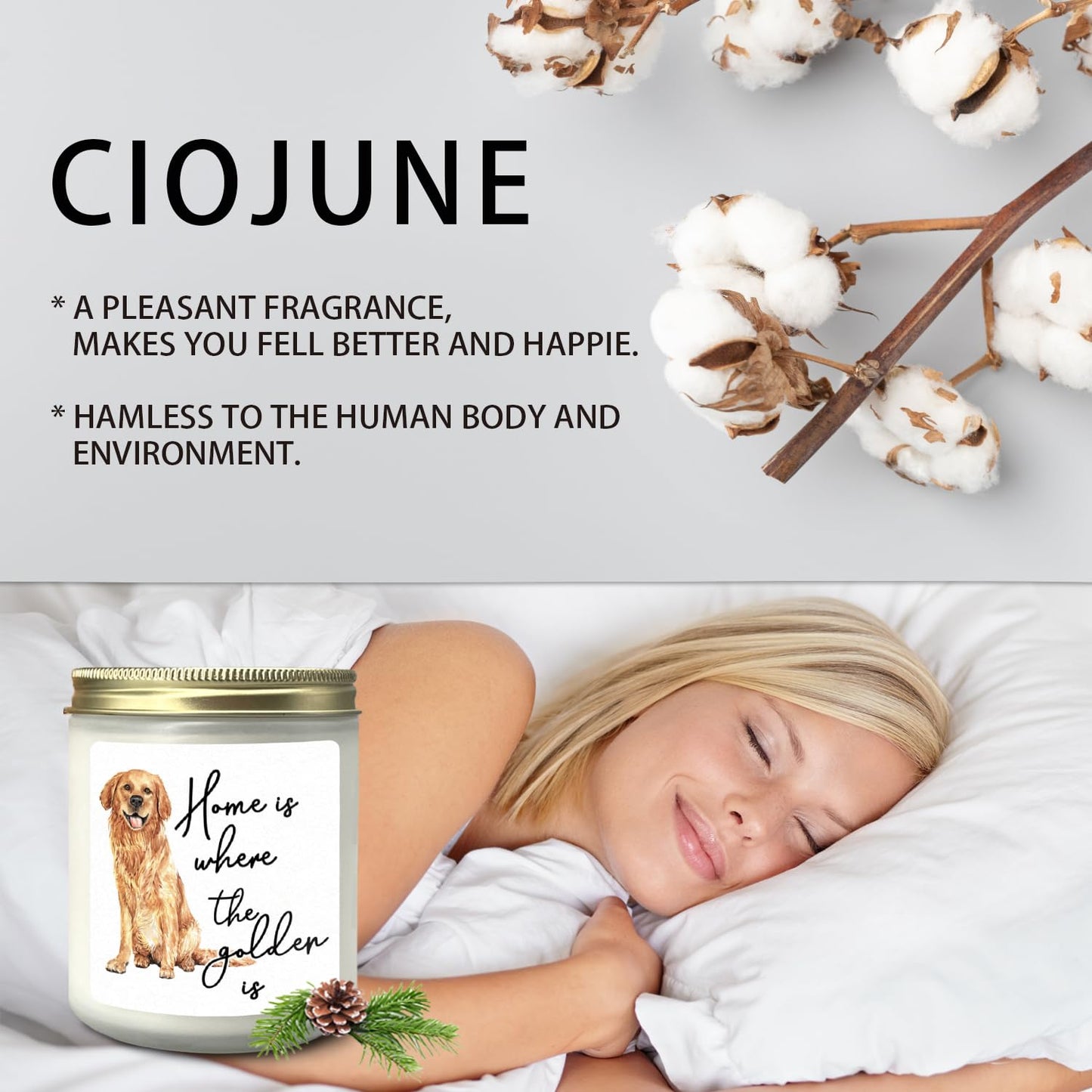 CIOJUNE Golden Retriever Dog Candle Gifts for Women, Gift for Retriever Lovers, Home is Where The Golden is Cedar Scented Candles