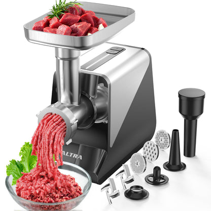 ALTRA LIFE #8 Meat Grinder, [3200W Max] Electric Heavy Duty Sausage Stuff with 2 Stainless Steel Blades and 3 Grinding Plates, Sausage Tube & Kibbe Kit, for Commercial & Home Use