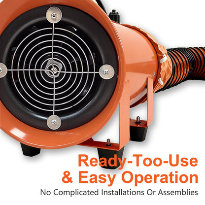 Hakazeni 6" Portable Multi-Purpose Blower,35W High-Velocity Axial Flow Exhaust Fan with EC Motor, Adjustable Airflow to 437CFM, Comes with 12" Duct Hose, Perfect for Home Ventilation and Exhaust.