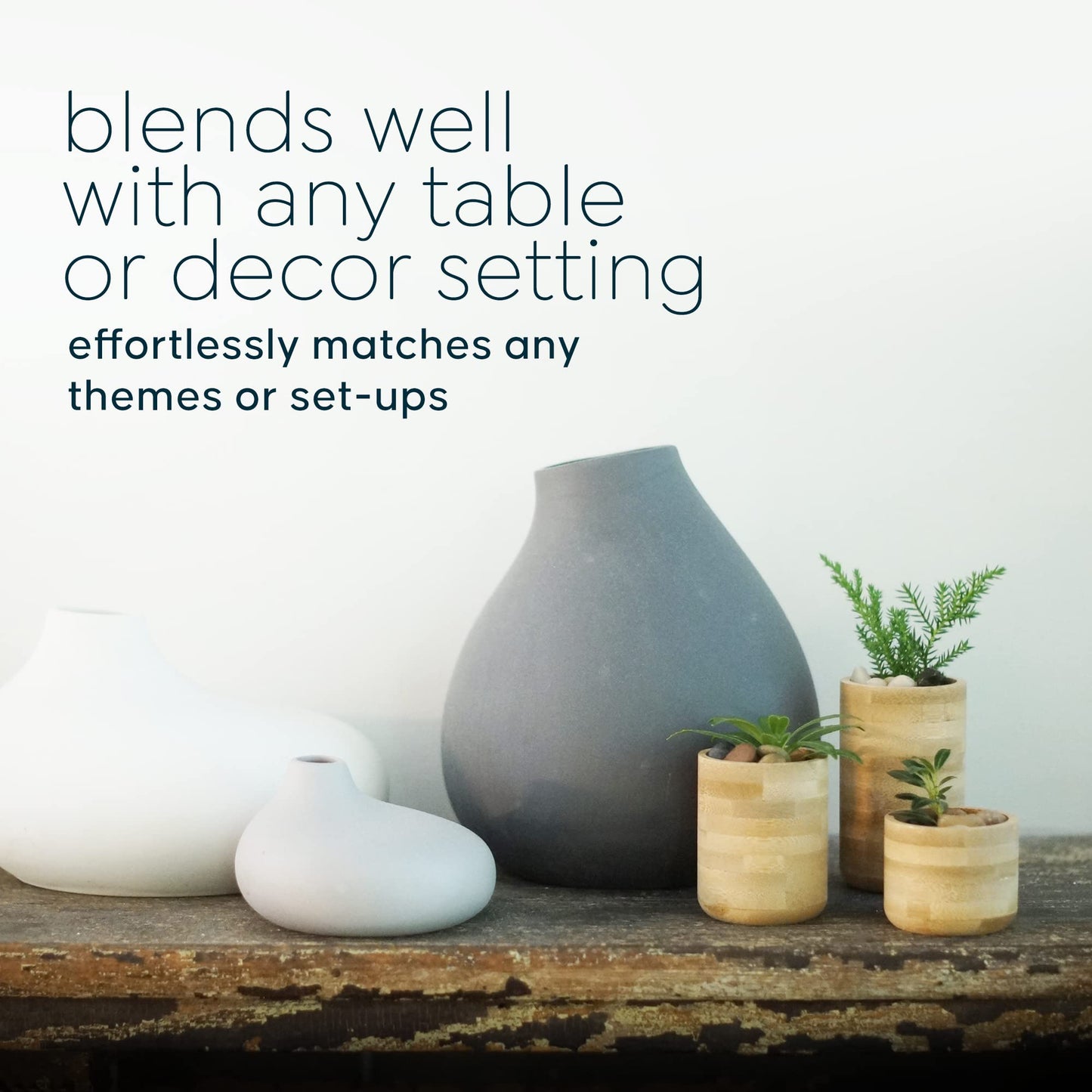 Bamboo Wood Tealight Candle Holder, Rustic Centrepieces, Wedding Wood Centerpieces, 6-Pack Wooden Candle Holders, 1.5, 2.25, & 3-Inch-Tall Table Wooden Tea Light Holders - Cedar and Ink