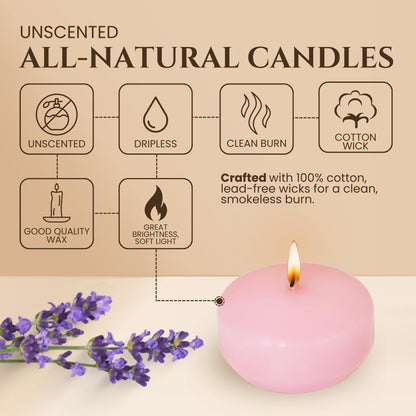 Axiom - Pink Floating Candles for centerpieces -2" Dripless and Smokeless Floating Candles with 5 Hours Burning Time for Wedding, Pool, Parties, Home Decor