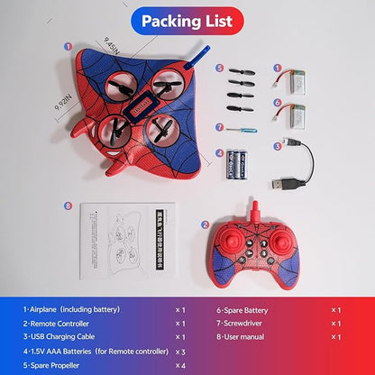 RC Plane Spider Toys for Kids 2.4Hz 3.5CH Foam Remote Control Airplane with Altitude Hold One Button Takeoff/Landing 360° Stunt Flips LED Lights Ideal Gift for Kids Boys &amp Girls Beginners
