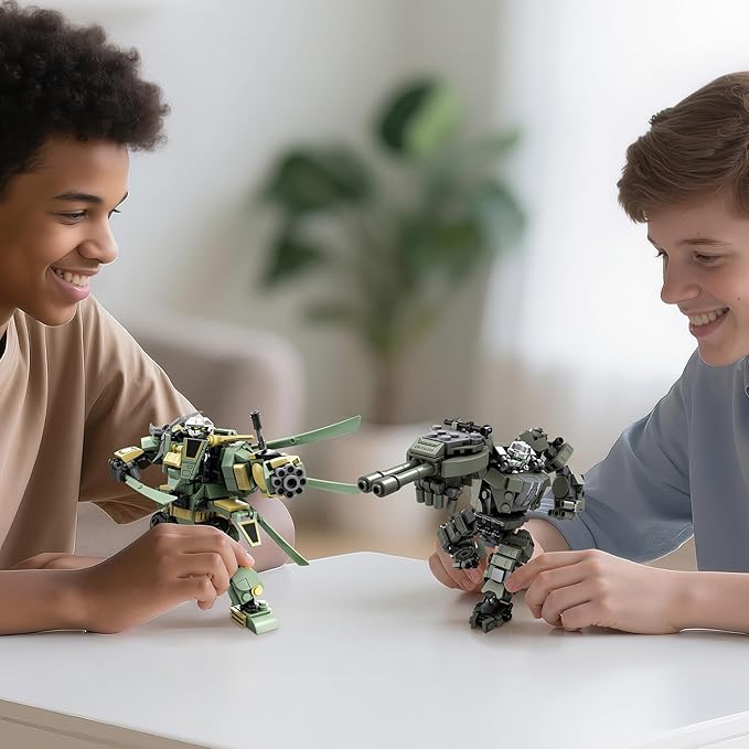 Transforming Mech Robot Building Blocks Set 4 Kinds of Destroy Warrior City Mecha Action Figure with Weapons Cool Creative Robots Toys Gift for Teens Boys 14+ (1448 PCS)