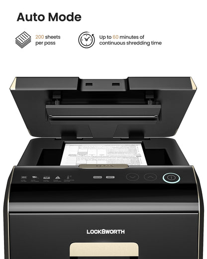 Locksworth-200-sheet Micro-Cut Paper Shredder, P-5 High Security Shredders for Home Office Heavy Duty, Document Shredder, Home Office Heavy Duty Shredder, 8.5 Gallon Capacity