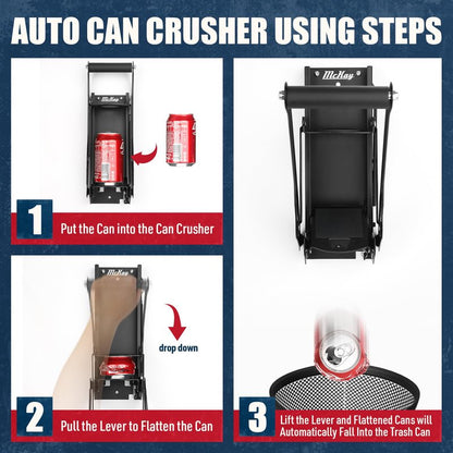 Mckay 16 Oz. and 12 Oz. Metal Can Crusher Auto Recycling, Heavy-Duty Can Crusher Wall Mounted, Can Smasher for Aluminum Seltzer, Soda, Beer Cans and Bottles for Recycling (Auto Type)