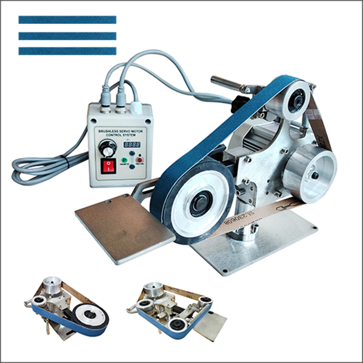 Belt Grinder Sander, 30 x 1-Inch Variable Speed Belt Polisher with VFD, 110V 550W Electric Grinding Machine with 2 Grinding Moulds & 3 PCS Sanding Belts for Metalworking, Knife Making