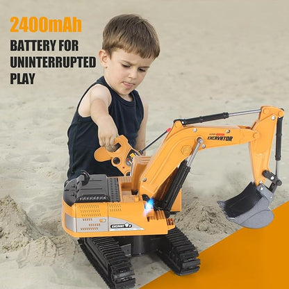 Remote Control Excavator Toys for Boys RC Excavator Toy for Boys 3 4 5 6 7 8 Year Old Kids Christmas Birthday GiftRC Digger Truck Construction Vehicles with Metal Shovel &amp Light