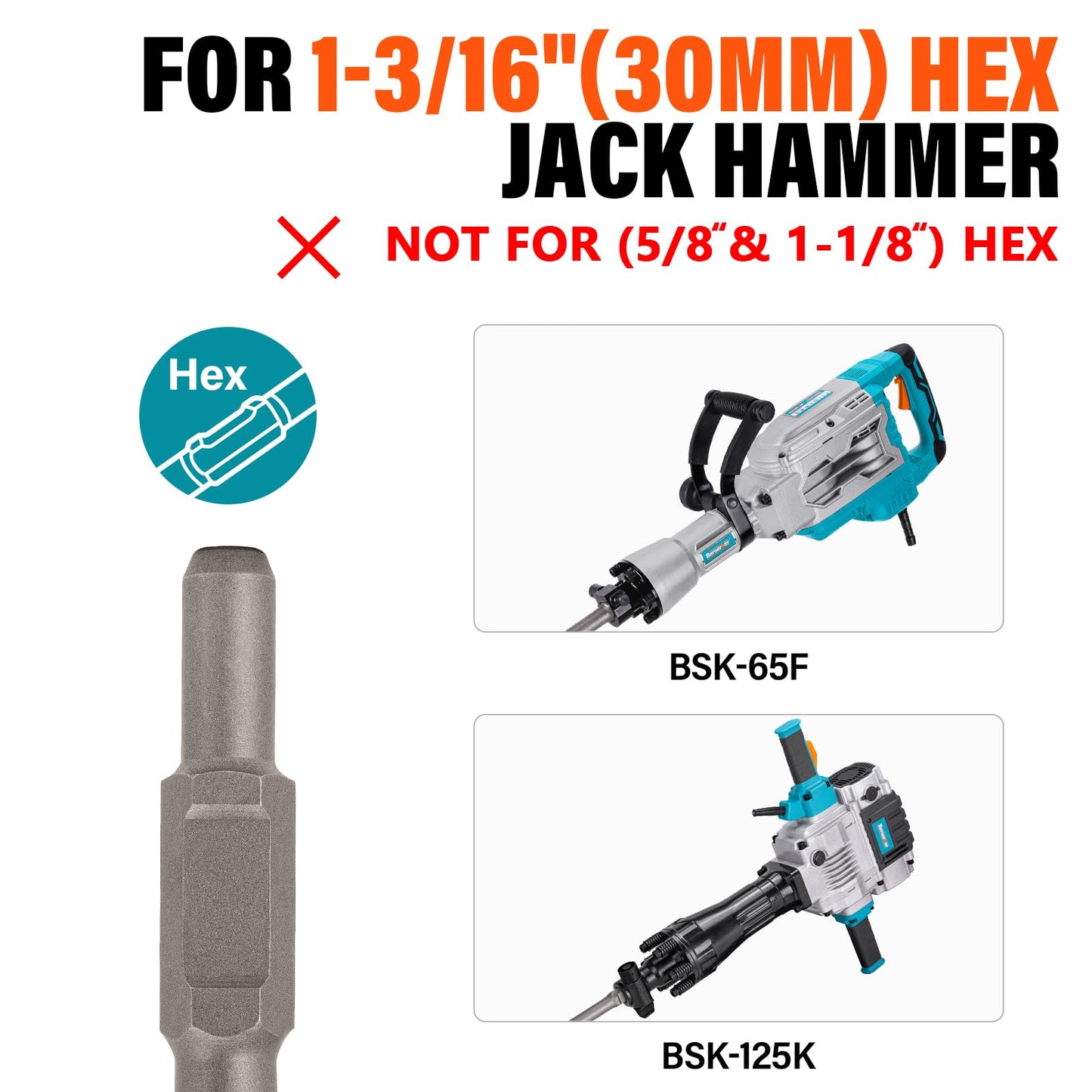 Berserker 50-Pound Demolition Jack Hammer with 1-3/16" Hex Ground Rod Driver