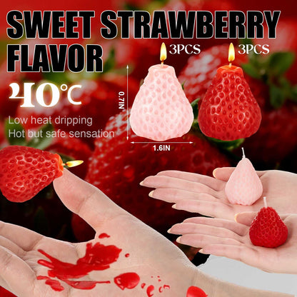 Tisancy 6 Pcs Low Temperature Candles, Strawberry Scented Valentine's Day Gifts Candles Body Safe Wax Low Heat Dripping Play for Valentine's Day Anniversaries, Home Decor(Red, Pink)
