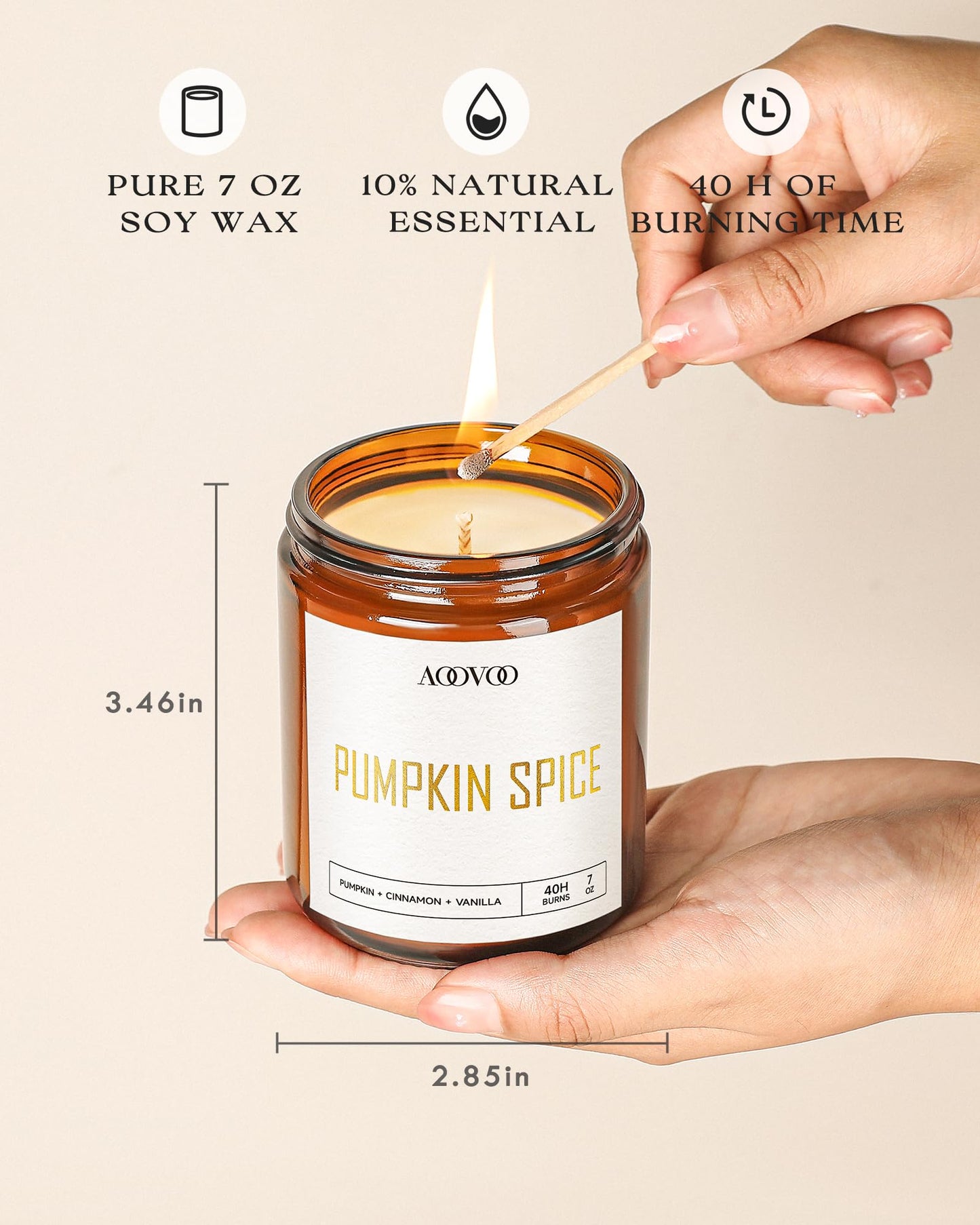 AOOVOO Fall Candles - 4 PC Scented Candle, 28 oz Soy Candles, Soy Candle for Home Scented,Cinnamon Roll/Cinnamon Apple/Pumpkin Nutmeg Pie/Pumpkin Spice