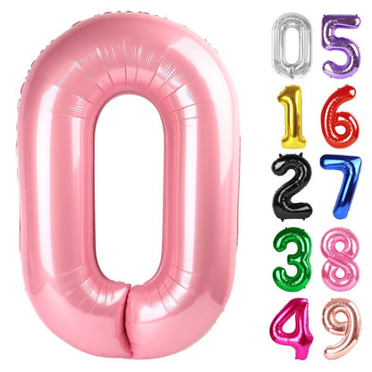 Pearlescent Pink Number 0 Balloon 40 Inch, 0 Balloon Number for 10th 20th 30th 40th 50th 60th Birthday Decorations, Pearlescent Pink Party Supplies